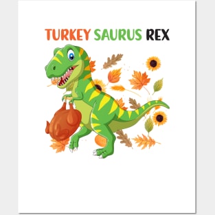 Turkey Saurus Rex Funny Dinosaur Thanksgiving Posters and Art